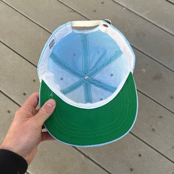 Vintage 1980 Wyoming Cowboys Open Golf Sponsor Light Blue Strapback Hat Cap VTG - Picture 6 of 7